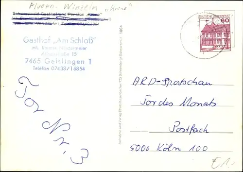 Ak Fluorn Winzeln im Schwarzwald Württemberg, Gasthof Krone, Ortspanorama, Kirche