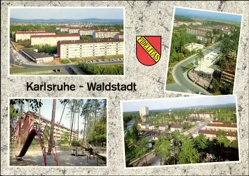 Ak Karlsruhe in Baden, Siedlung Waldstadt, Spielplatz, Panorama