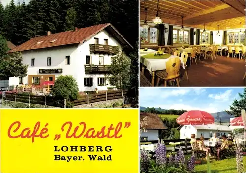 Ak Lohberg im Bayerischen Wald, Cafe Wastl, Innen- und Außenansicht