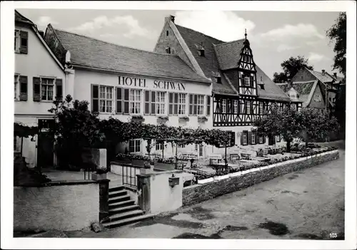 Ak Oestrich Winkel am Rhein Rheingau, Hotel Schwan, Inh. Franz Winkel