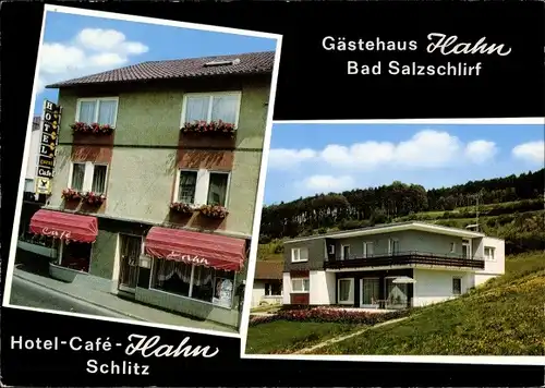 Ak Bad Salzschlirf in Hessen, Hotel-Cafe Hahn, Außenansicht
