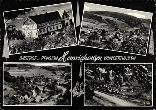 Ak Wunderthausen Bad Berleburg in Westfalen, Panorama, Gasthof und Pension Homrighausen
