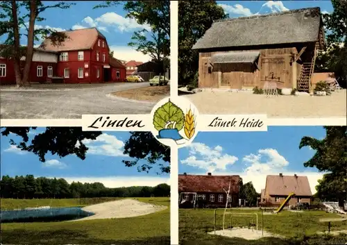 Ak Linden Schwienau in der Lüneburger Heide, See, Ortsansicht, Spielplatz