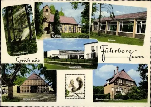 Ak Fuhrberg Burgwedel Niedersachsen, Schule, Pfarrhaus, Wasserwerk, Ev. Kirche