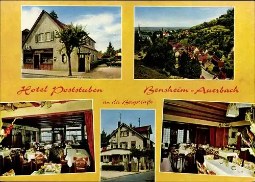 Ak Auerbach Bensheim an der Bergstraße Hessen, Hotel Poststuben, Außenansicht, Speisesaal