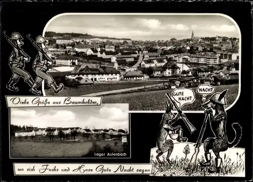 Ak Baumholder Rheinland Pfalz, Truppenübungsplatz, Lager Aulenbach, Fuch und Hase, Gute Nacht
