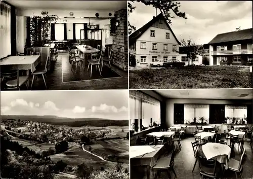 Ak Lombach Loßburg im Schwarzwald, Gasthaus zur Linde, Außenansicht, Speisesaal