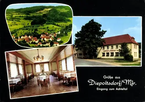 Ak Diepoltsdorf Simmelsdorf Mittelfranken, Gasthaus und Pension Zur grünen Flur, Außenansicht