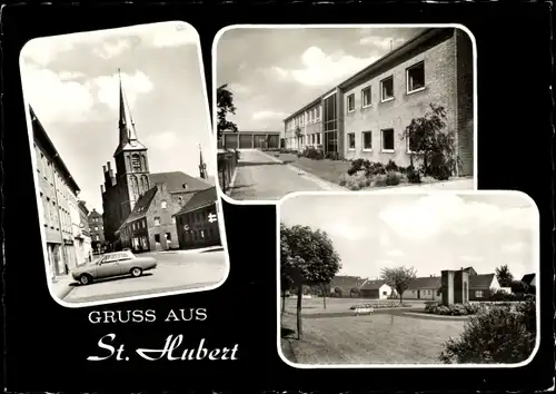 Ak Sankt Hubert Kempen am Niederrhein, Kirche, Straßenansicht, Ortspartie