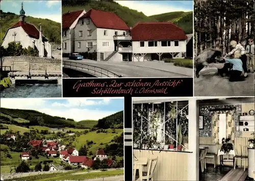 Ak Schöllenbach Oberzent im Odenwald, Gasthaus Zur schönen Aussicht, Ortsansicht