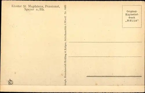 Ak Speyer am Oberrhein Rheinland Pfalz, Kloster Saint Magdalena, Pensionat, Physiksaal