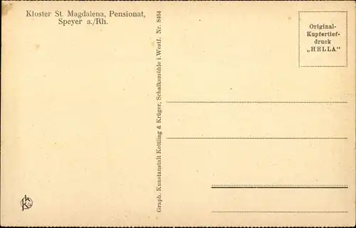 Ak Speyer am Oberrhein Rheinland Pfalz, Kloster Saint Magdalena, Pensionat, Zeichensaal