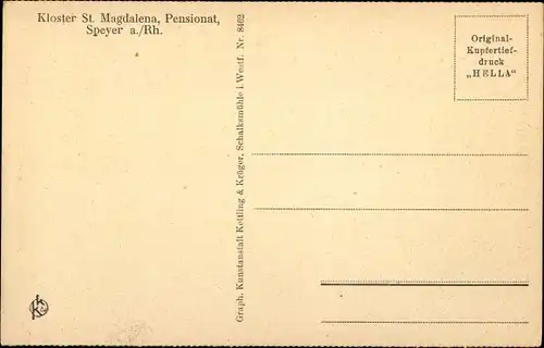 Ak Speyer am Oberrhein Rheinland Pfalz, Kloster Saint Magdalena, Pensionat, Lehrsaal