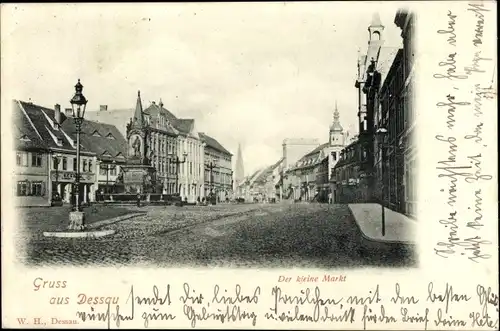 Ak Dessau in Sachsen Anhalt, kleiner Markt