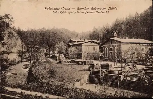 Ak Deuben Rabenau im Erzgebirge, Rabenauer Grund, Bahnhof Rabenauer Mühle