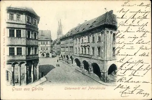 Ak Görlitz in der Lausitz, Untermarkt mit Peterskirche