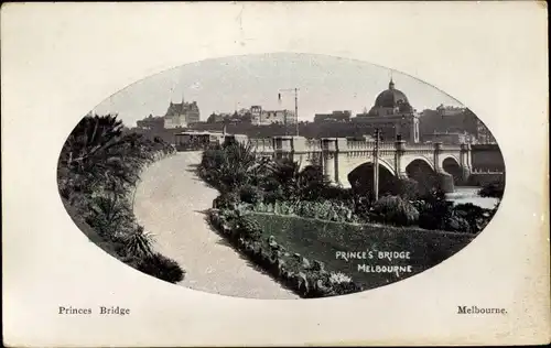 Passepartout Ak Melbourne Australien, Princes Bridge