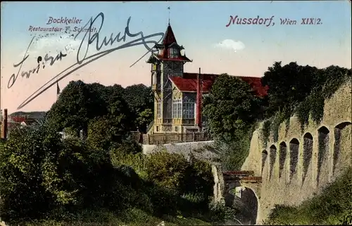 Ak Wien 19. Döbling Nussdorf Nußdorf, Bockkeller, Restaurant