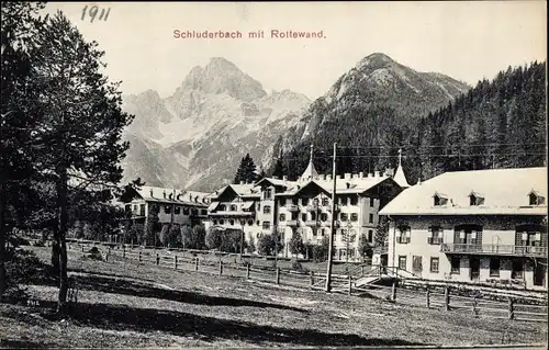 Ak Schluderbach Toblach Dobbiaco Südtirol, Teilansicht mit Rottewand