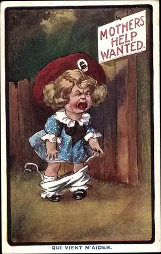 Ak Qui vient m'aider, weinendes Mädchen