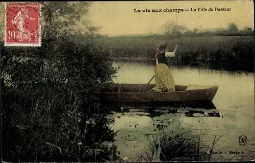 Ak La vie aux champs, La Fille du Passeur, Frau beim Rudern