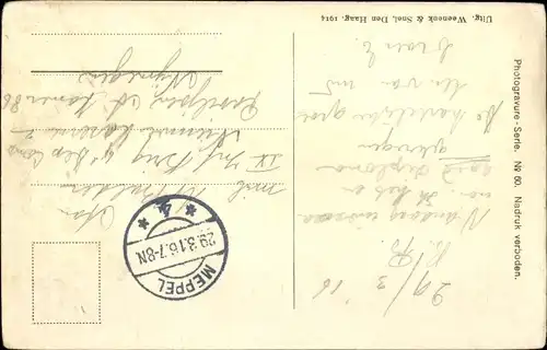 Ak Schapen op de heide, Schäfer mit Schafherde