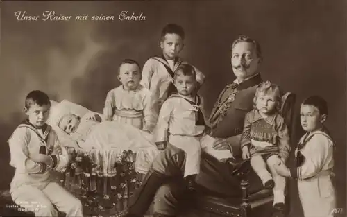 Ak Kaiser Wilhelm II., Portrait mit seinen Enkeln, Liersch 7577