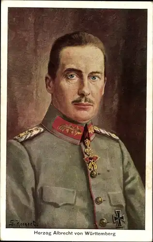 Künstler Ak Hornert, G., Herzog Albrecht von Württemberg, Portrait in Uniform, Eisernes Kreuz