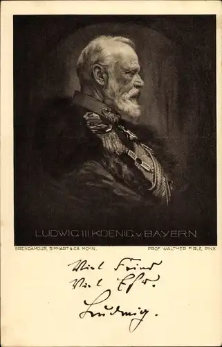 Künstler Ak Firle, Walther, König Ludwig III von Bayern
