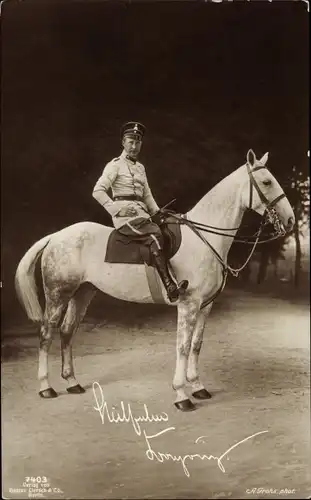 Ak Kronprinz Wilhelm von Preußen, Portrait auf einem Pferd, Liersch 7403