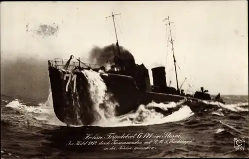 Ak Deutsches Kriegsschiff, Hochseetorpedoboot G 171 im Sturm, Kaiserliche Marine