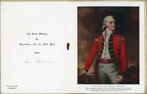 Klappkarte Staff College Camberley, Major General John Gaspard Le Marchant, Christmas, New Year