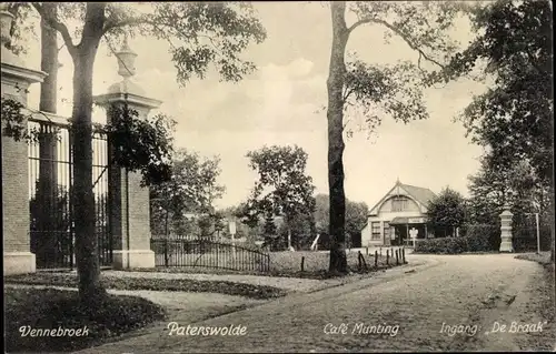 Ak Paterswolde Drenthe Niederlande, Vennebroek, Cafe Munting, Ingang De Braak