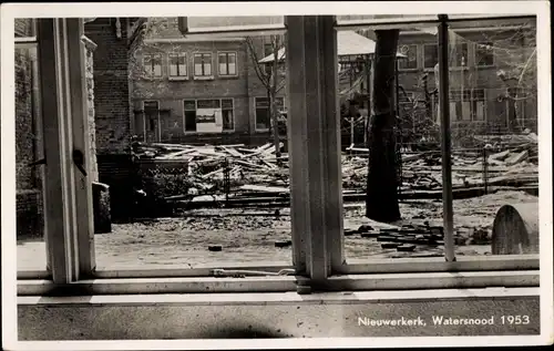 Ak Giessen Nieuwkerk Südholland Niederlande, Watersnood 1953, Zerstörungen