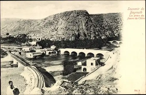 Ak Beirut Beyrouth Libanon, Les ponts du fleuve du Chien, Fluss, Brücken