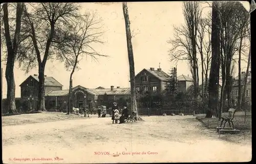 Ak Noyon Oise, La Gare