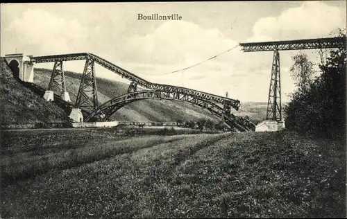 Ak Bouillonville Meurthe et Moselle, Kriegszerstörung 1. WK, gesprengte Brücke