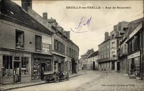 Ak Neuilly en Thelle Oise, Rue de Beauvais, Coiffeur
