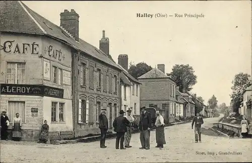 Ak Halloy Oise, Rue Principale, Café A. Leroy
