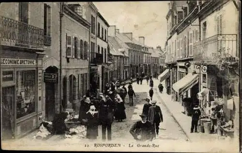 Ak Rosporden Finistère, La Grande Rue, Geschäfte