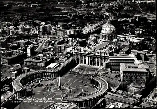 Ak Roma Rom Lazio, Piazza e Basilica di S. Pietro, Petersdom, Fliegeraufnahme