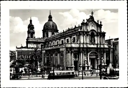 Ak Catania Sicilia, Piazza Duomo, Straßenbahn