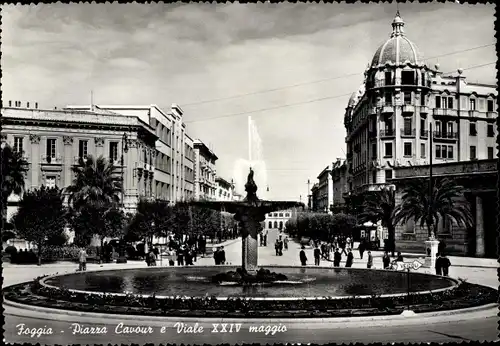 Ak Foggia Puglia, Piazza Cavour e Viale XXIV maggio