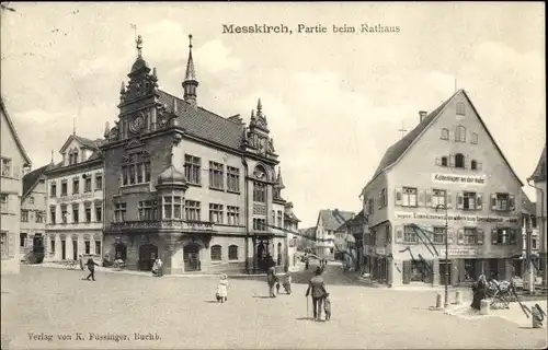 Ak Messkirch in der Schwäbischen Alb, Partie beim Rathaus