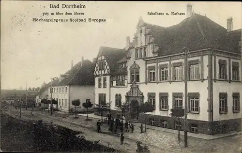 Ak Bad Dürrheim im Schwarzwald, Schulhaus, Rathaus