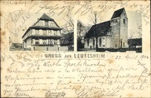 Ak Leutesheim Kehl am Rhein, Kirche, Gasthaus