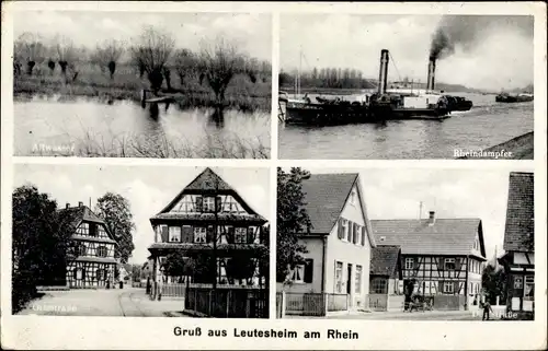 Ak Leutesheim Kehl am Rhein, Rheindampfer, Dorfstraße, Ortsstraße