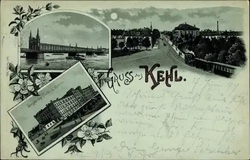 Mondschein Litho Kehl am Rhein, Großherzog Friedrich Kaserne