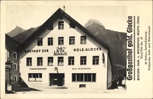 Ak Reutte in Tirol, Gasthof zur Goldenen Glocke