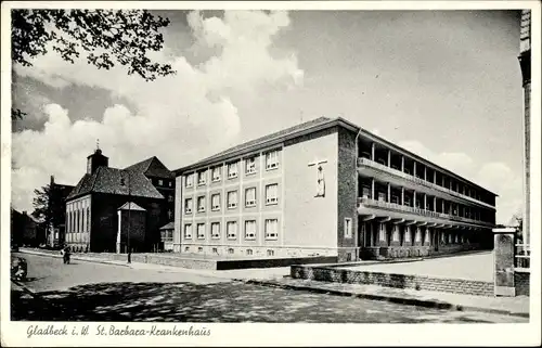 Ak Gladbeck im Ruhrgebiet Westfalen, St. Barbara Krankenhaus, Straße